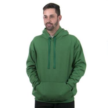 Imagem de Moletom masculino canguru com capuz liso de bolso inverno cor - verde 
