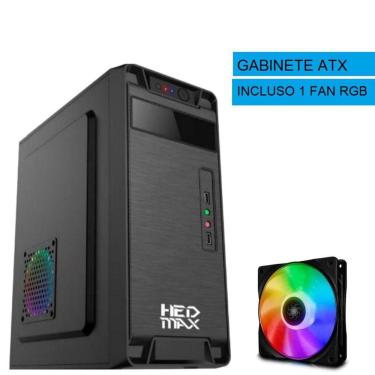 Imagem de Gabinete Padrão HedMax Office OP-2 ATX Preto Sem Fonte + Cooler Fan RGB