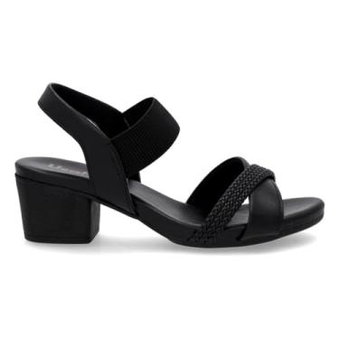 Imagem de Sandália Usaflex Feminina Bico Redondo Couro Tira Trançada Casual Preto Ae32035001 39