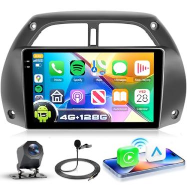 Imagem de Rádio automotivo 4G + 128G Android 15 para Toyota RAV4 2001-2006, sem fio, CarPlay, Android Auto, tela sensível ao toque HD de 22 cm, estéreo automotivo com GPS, WiFi, Bluetooth 5.0, FM, 32 EQ, SWC