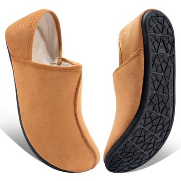 Imagem de ROPULP Chinelos caseiros para mulheres e homens, espuma viscoelástica macia, cacheada, meias leves para casa, mocassim aconchegante, Marrom, 7 Women/6 Men