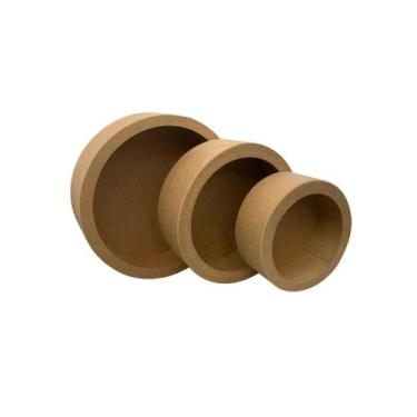 Imagem de Trio de Nichos Redondos em Mdf Madeira 27x12 / 30x12 / 37x12 Kit Decor