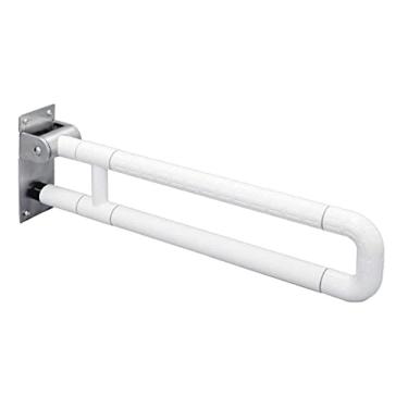 Imagem de Barras de apoio para corrimão, corrimãos de banheiro para idosos, barra dobrável de suporte de assento de banheiro antiderrapante para vaso sanitário trilho de equilíbrio de aço inoxidável em forma de
