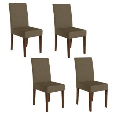 Imagem de Conjunto 4 Cadeiras Jade Poliman Móveis, Amendoa com Capuccino