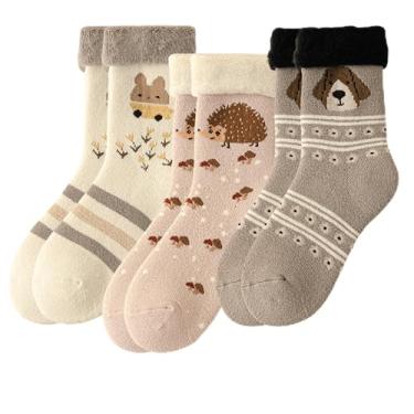 Imagem de Meias femininas felpudas fofas com pata de gato, 5 pares de meias de pelúcia fofas e aconchegantes com caixa de presente para mulheres e meninas, Lr-kt-01-3 pares, 5