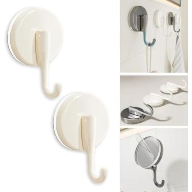 Imagem de Gancho de chuveiro com ventosa para espelho de azulejo de vidro e superfícies de metal, branco, 2 peças