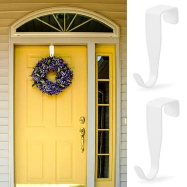 Imagem de 4 peças de armário suspenso traseiro de aço carbono branco, porta de guarda-roupa, rack de armazenamento de armário não perfurado, gancho para pendurar roupas