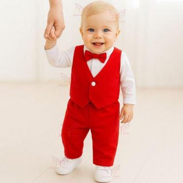 Imagem de Conjunto Infantil Social com Gravata Borboleta Bebê Menino RN a 05 mes