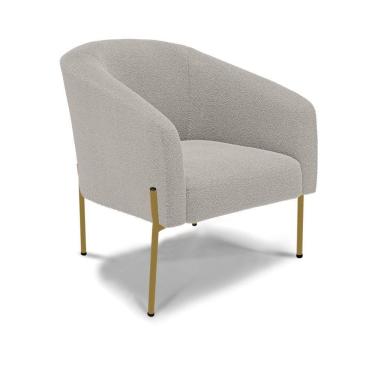 Imagem de Cadeira Sala De Jantar Pé De Ferro Dourado Stella Bouclê D03 - D'rossi Cor Cinza