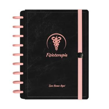 Imagem de Caderno De Disco Iscool Inteligente Personalizado 140 Folhas Profissões Preto Rosê Fisioterapia Médio M+