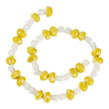 Imagem de KISSITTY Lampwork Contas de Cogumelo Cor Amarela Cristal Bonito Mini Cogumelos Ornamento Perfurado Solto Espaçador Contas para Colares DIY Pulseiras Brincos Fabricação de Joias Artesanato