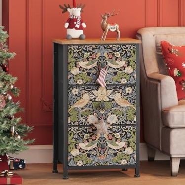 Imagem de Welfuturer Cômoda com 3 gavetas, cômoda de ladrão de morango para quarto, mesa de cabeceira vintage, cômoda pequena e cômoda para entrada intermediária, sala de estar, estrutura de aço resistente