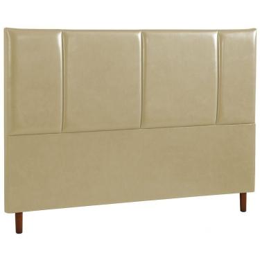 Imagem de Cabeceira Estofada Queen Panamá Couro Bege 160 Cm