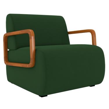 Imagem de Poltrona Decorativa Orgânica Para Sala Belarus K04 Veludo Verde Musgo - Mpozenato