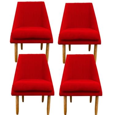 Imagem de Kit 04 Cadeiras Para Sala De Jantar Ana Pés Palito Suede Vermelho D'classe Decor
