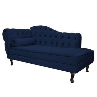 Imagem de Divã Recamier Diana Lado Direito 120 Cm Suede Adj Decor Azul Marinho
