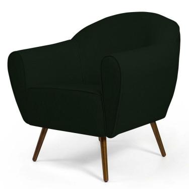 Imagem de Poltrona Decorativa Sala De Estar Nina Pés Palito Madeira C-117 Linho Verde Musgo - Domi