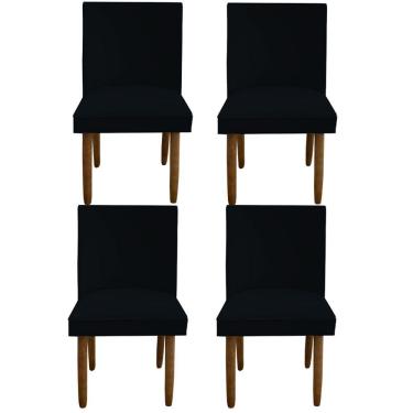 Imagem de Kit 04 Cadeiras Para Sala De Jantar Tóquio Pés Palito Suede Preto D'classe Decor