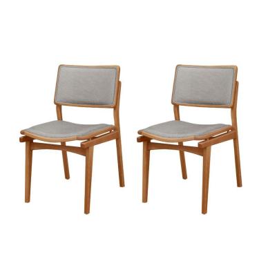 Imagem de Conjunto Eva Com 2 Cadeiras Madeira Moderna Mobília Luna / Imbuia Nat.