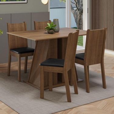 Imagem de Conjunto Sala De Jantar Mesa Tampo De Madeira 4 Cadeiras Rustic/preto Marilyn Madesa