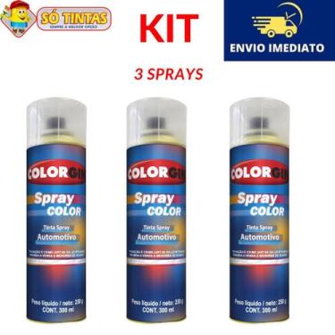 Imagem de Kit com 3 Spray Verniz Rápido Colorgin 300ml Linha Automotiva Lazzuril