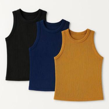 Imagem de Kit 3 Blusas Feminina Ribana Algodão Premium - 77VS LEVOSCH, Preto, Az