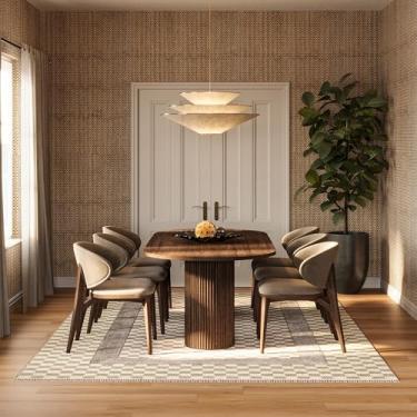 Imagem de Rugs USA x Carmeon Hamilton Tapete de lã quadriculado 6 cm x 20 cm para sala de estar, quarto, sala de jantar, entrada, corredor, verde/cinza