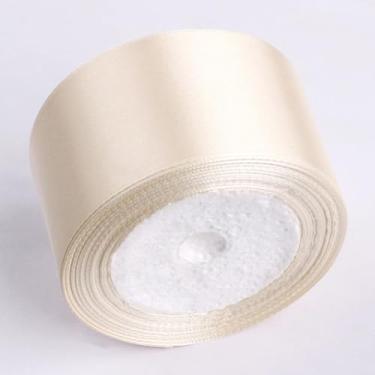 Imagem de Fita de cetim marfim de 5 cm x 25 m para rosas eternas, buquês de flores, embrulho de presente, artesanato DIY, chá de panela, decoração de casamento