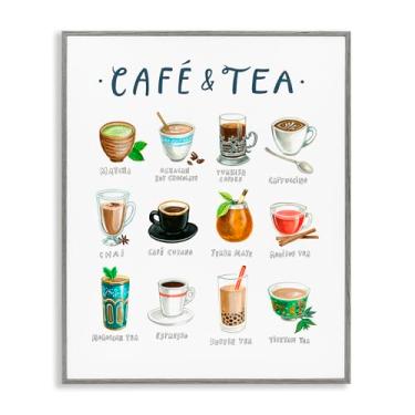 Imagem de Stupell Industries Arte giclée emoldurada cinza, tipos de café e chá, design por Angela Steahling, 76 x 61 cm