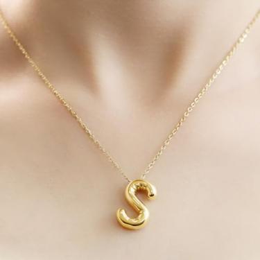 Imagem de Colar banhado a ouro 14 k feminino com nome de bolha, corrente de cabo de aço inoxidável, one size, Aço inoxidável, Sem Pedra Preciosa