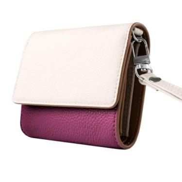 Imagem de Ya Gameel Carteira feminina de couro real com bloqueio de RFID com grande capacidade e bolsa de pulso - pequena, segura e chique - armazena convenientemente cartões, dinheiro e moedas, Vermelho vinho