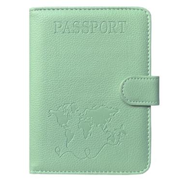 Imagem de ACdream Combo porta-cartão de passaporte e vacina, capa com compartimento para cartão de vacinação CDC, protetor organizador de documentos de viagem de couro, com bloqueio RFID, para mulheres e homens