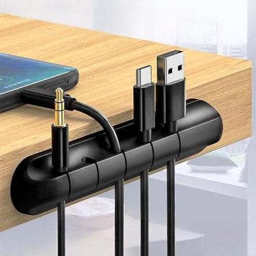 Imagem de Organizador de cabos multifuncional com orifícios, fixador de cabo USB, ferramenta de gerenciamento de fios para espaço de trabalho organizado