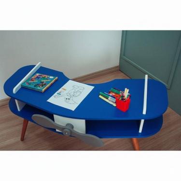 Imagem de Mesa Avião Azul Com Hélice E Pés Palito Design Criativo Mesa Desenho Quarto Menina Menino Infantil Mobília Decor