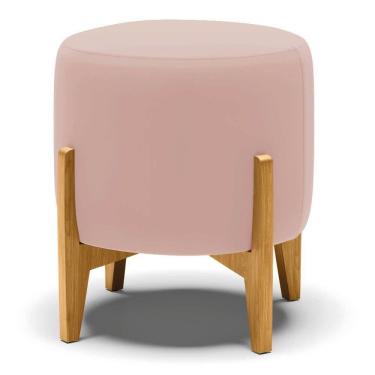 Imagem de Puff Stella Veludo Rosê Base Madeira Castanho D03 - D`rossi