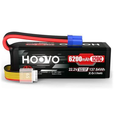 Imagem de Bateria LiPo HOOVO 6S 22,2 V 6200 mAh 120 C com plugue EC5 Softcase