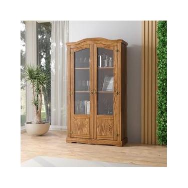 Imagem de Cristaleira em Madeira 104 x 186 cm 2 Portas de Vidro Carvalho Rústico Elliottiis