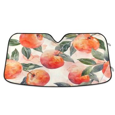 Imagem de ATTX Para-brisa de carro pêssego aquarela 144.8 cm x 80.0 cm escudo solar universal com proteção UV, persiana de janela frontal automática dobrável para Sedans SUVs caminhões #100