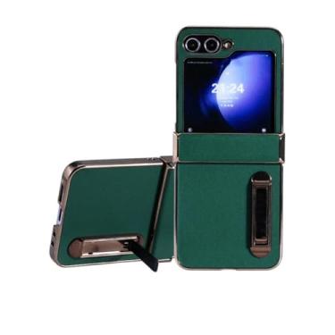 Imagem de Capa com dobradiça eletrogalvanizada para Samsung Galaxy Z Flip 6 5 4 3 5g, capa protetora elegante com suporte (para Z Flip 3/Verde)
