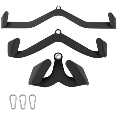 Imagem de Kit 3 Puxadores Anatômicos Com Suporte Profissionais para Exercitador de Costas T-Bar V-Bar, Barra Fixa, Puxador Academia, Alça de Puxar para Baixo Alta, Barra de Treinamento para As Costas