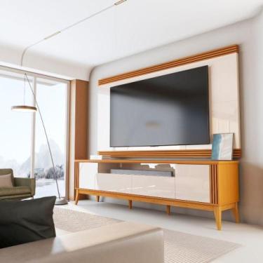 Imagem de Rack Bancada Com Painel Detalhe Ripado Vetro Para Tv Até 75 Polegadas 