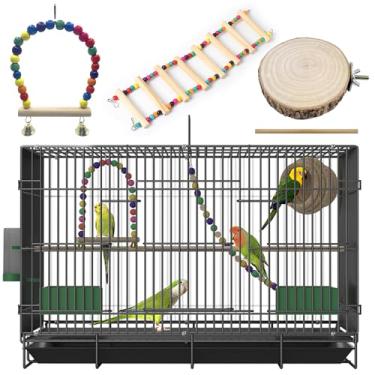 Imagem de Contid Gaiola de pássaro de 76,2 cm, gaiolas dobráveis de papagaios para papagaios, canários, calopsitas periquitos, periquitos, conures para animais de estimação, gaiola de metal com bandeja