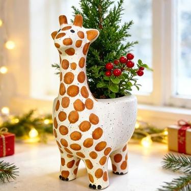 Imagem de Cerâmica, girafa, animal, suculenta/cacto/bonsai, vaso de drenagem, vaso de cerâmica para animais interno/externo, jardim, escritório, decoração de casa, sala de estar, mesa de cozinha, presentes para