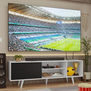 Imagem de Rack para TV até 80 Polegadas 160cm com Pés Torino Madesa V2, Branco/B