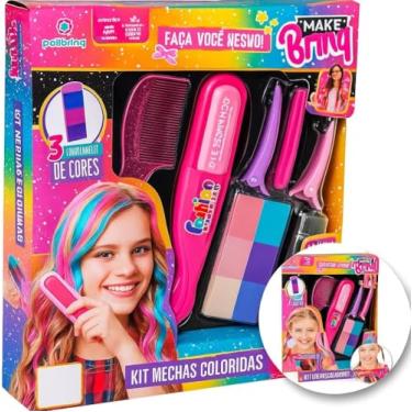 Imagem de Brinquedo Prancha Colorir Cabelo Salão de Beleza Infantil com Mechas Coloridas