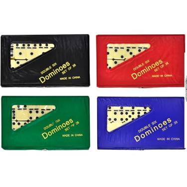 Imagem de Dominó Profissional 28 Peças, Osso Sintético, Estojo 15x9cm, Espessura 8mm, Jogo Clássico para Todas as Idades