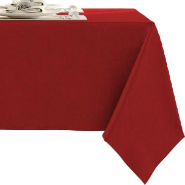 Imagem de RUOYU Toalhas de mesa vermelhas de mistura de linho pesado – Toalha de mesa premium sólida de 218 cm x 139 cm, resistente a manchas, capa de mesa à prova d'água para jantar, cozinha, banquetes e