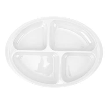 Imagem de Placa divisória CUOFYUNL 4 compartimentos Tapete antiderrapante Placa de seção de controle de porção redonda para crianças idosos com deficiência (Branca)