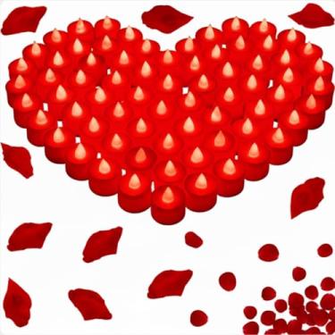 Imagem de Coume Pacote com 72 velas de luz de chá sem chama, Natal, casamento, sem chama, LED cintilante, operada por bateria, para decoração de mesa de lua de mel mais doce, dia de aniversário, noite romântica