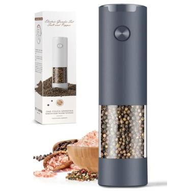 Imagem de Saleiro e pimenteiro, conjunto elétrico de moedor de sal e pimenta, acessórios de cozinha, bateria cinza maior, moedor de sal e pimenta, presente de aniversário para homens